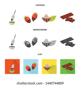 Vector design of food and yummy sign. Collection of food and brown stock symbol for web.