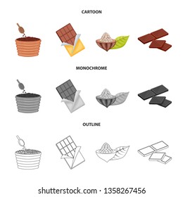 Vector design of food and yummy symbol. Set of food and brown   vector icon for stock.