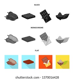 Vector design of food and yummy symbol. Set of food and brown   vector icon for stock.