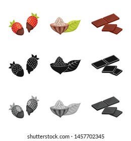 Vector design of food and yummy symbol. Set of food and brown stock vector illustration.