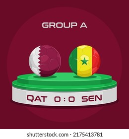 Vector Design Of Football International Match - Qatar Vs Senegal