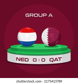 Vector Design Of Football International Match -  Netherlands Vs Qatar