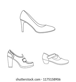 Vector design of footwear and woman icon. Collection of footwear and foot stock vector illustration.