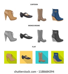 Vector design of footwear and woman icon. Collection of footwear and foot stock symbol for web.