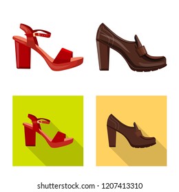 Vector design of footwear and woman icon. Collection of footwear and foot stock vector illustration.