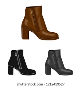 Vector design of footwear and woman icon. Set of footwear and foot stock vector illustration.