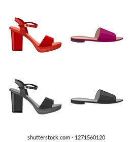Vector design of footwear and woman icon. Collection of footwear and foot stock vector illustration.