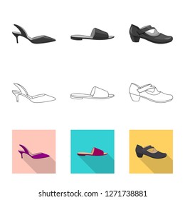 Vector design of footwear and woman icon. Set of footwear and foot stock vector illustration.