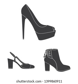 Vector design of footwear and woman icon. Collection of footwear and foot vector icon for stock.