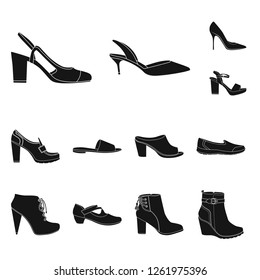 Vector design of footwear and woman logo. Set of footwear and foot vector icon for stock.