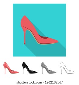 Vector design of footwear and woman logo. Set of footwear and foot stock symbol for web.