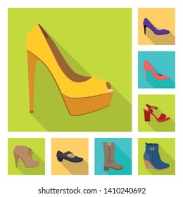 Vector design of footwear and woman logo. Collection of footwear and foot vector icon for stock.