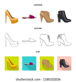 Vector design of footwear and woman sign. Collection of footwear and foot stock symbol for web.