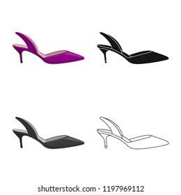 Vector design of footwear and woman sign. Collection of footwear and foot stock vector illustration.