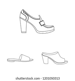 Vector design of footwear and woman sign. Collection of footwear and foot vector icon for stock.