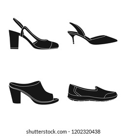 Vector design of footwear and woman sign. Collection of footwear and foot stock vector illustration.