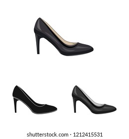Vector design of footwear and woman sign. Collection of footwear and foot vector icon for stock.