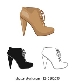 Vector design of footwear and woman sign. Collection of footwear and foot vector icon for stock.