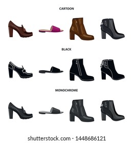 Vector design of footwear and woman sign. Collection of footwear and foot vector icon for stock.