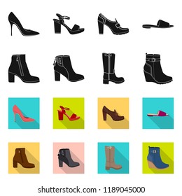 Vector design of footwear and woman symbol. Collection of footwear and foot vector icon for stock.