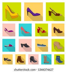 Vector design of footwear and woman symbol. Set of footwear and foot stock vector illustration.