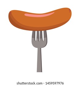 Vector design of fork and sausage logo. Collection of fork and bbq vector icon for stock.