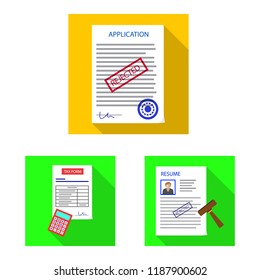 Vector design of form and document icon. Collection of form and mark stock symbol for web.