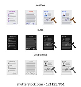 Vector design of form and document icon. Set of form and mark vector icon for stock.