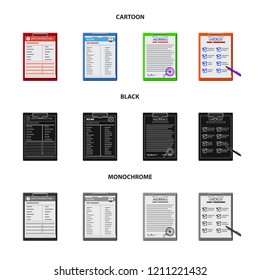 Vector design of form and document icon. Set of form and mark stock symbol for web.
