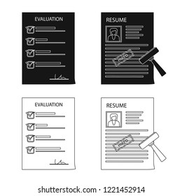 Vector design of form and document icon. Set of form and mark stock vector illustration.
