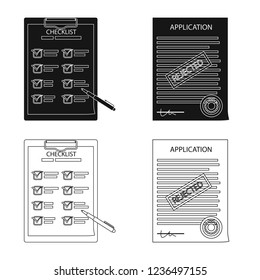 Vector design of form and document icon. Set of form and mark stock symbol for web.