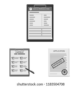 Vector design of form and document logo. Set of form and mark vector icon for stock.