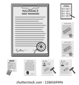 Vector design of form and document logo. Set of form and mark vector icon for stock.