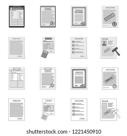 Vector design of form and document logo. Collection of form and mark stock symbol for web.