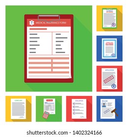 Vector design of form and document logo. Collection of form and mark stock symbol for web.