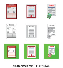 Vector design of form and document logo. Collection of form and mark stock symbol for web.