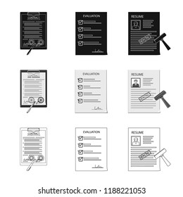 Vector design of form and document sign. Set of form and mark stock vector illustration.