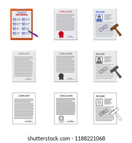 Vector design of form and document sign. Collection of form and mark stock vector illustration.