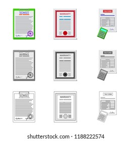 Vector design of form and document sign. Collection of form and mark vector icon for stock.