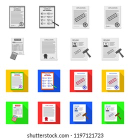 Vector design of form and document sign. Collection of form and mark vector icon for stock.