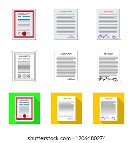 Vector design of form and document sign. Collection of form and mark stock vector illustration.