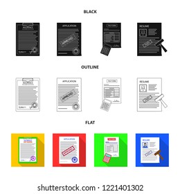 Vector design of form and document sign. Collection of form and mark vector icon for stock.