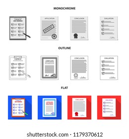 Vector design of form and document symbol. Collection of form and mark vector icon for stock.