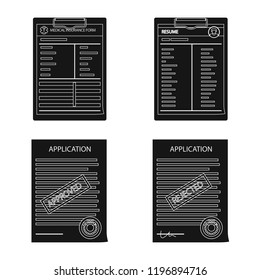Vector design of form and document symbol. Set of form and mark vector icon for stock.