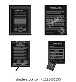 Vector design of form and document symbol. Set of form and mark vector icon for stock.