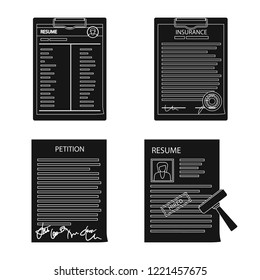 Vector design of form and document symbol. Set of form and mark stock symbol for web.