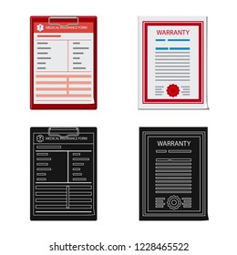 Vector design of form and document symbol. Collection of form and mark vector icon for stock.