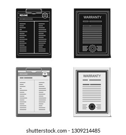 Vector design of form and document symbol. Set of form and mark stock symbol for web.