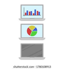 Diseño de vectores en forma de tres iconos de laptop