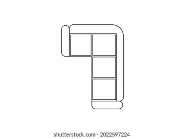 Diseño vectorial de un boceto de sofá de cuatro plazas